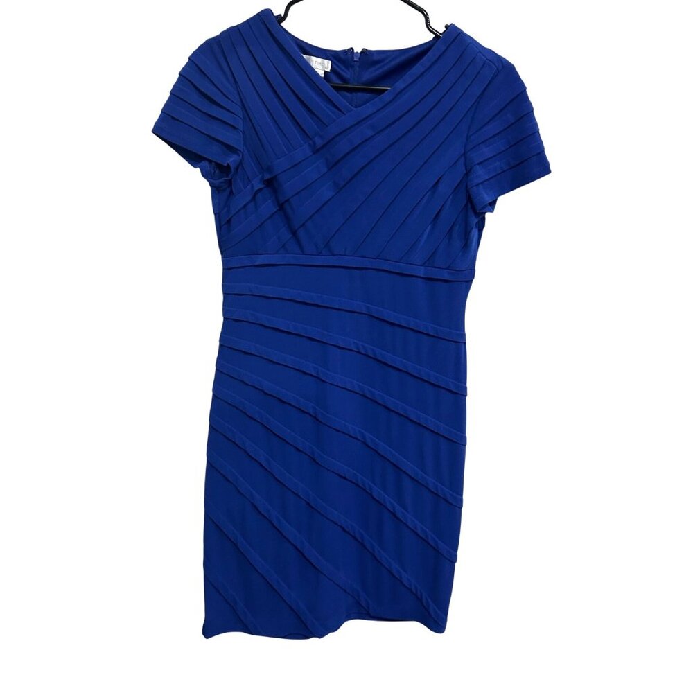 London Times Royal Blue Textured Short Sleeve Sheath Dress SZ 6